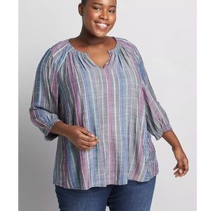 Lane Bryant MultiColor Striped & Shirred Top